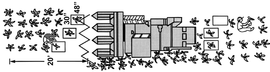Diagram of combine harvesting corn