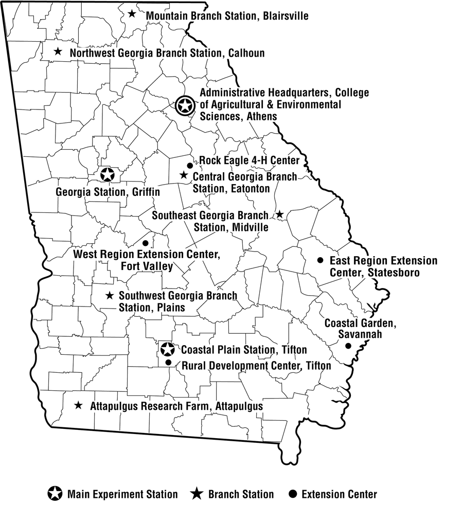 Georgia map of experiment stations