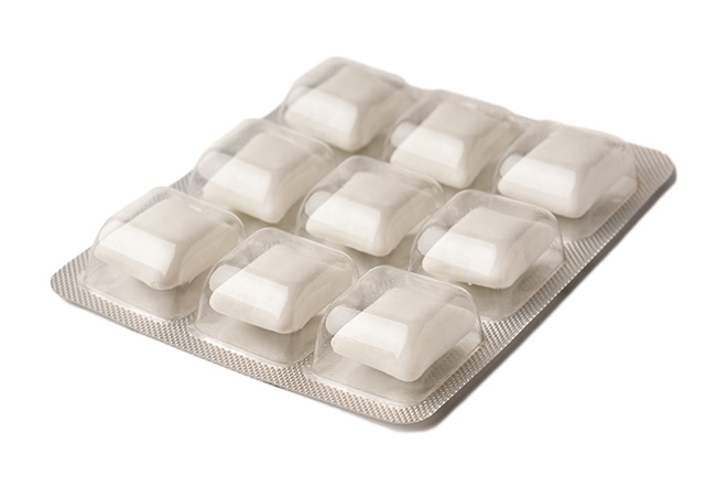 chewing gum in foil packets