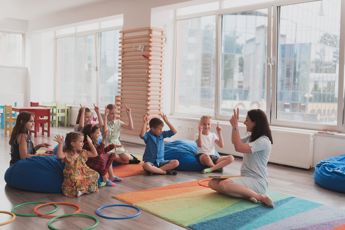 Early childhood education center with adult and children